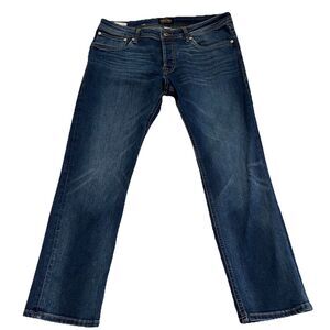 Jack & Jones Jeans Denim Slim Fit Glenn Men’s Button Fly Dark Wash 36x30 Stretch